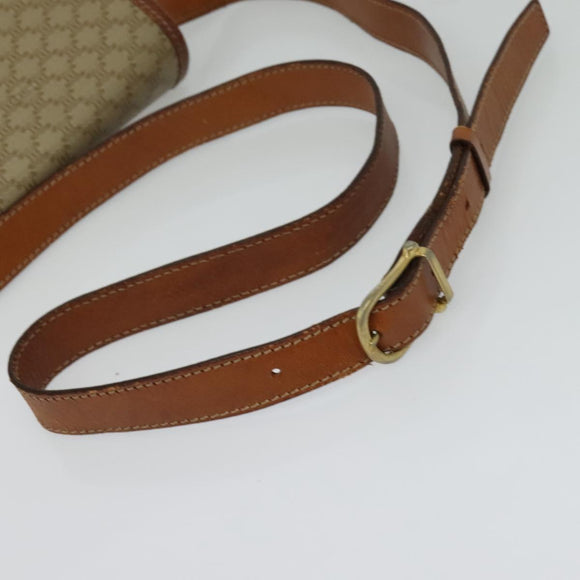 CELINE Macadam Canvas Shoulder Bag PVC Beige Gold Auth 136803