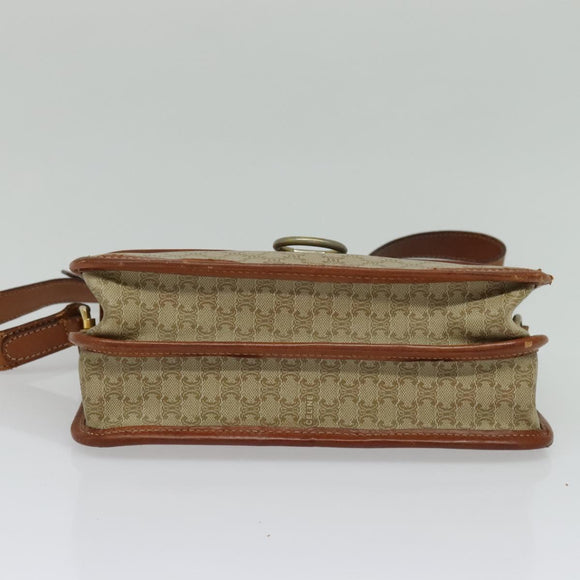 CELINE Macadam Canvas Shoulder Bag PVC Beige Gold Auth 136803