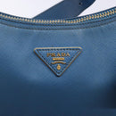 PRADA Shoulder Bag Leather Blue Gold Auth 136806-19