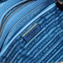 PRADA Shoulder Bag Leather Blue Gold Auth 136806-17