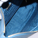 PRADA Shoulder Bag Leather Blue Gold Auth 136806-9