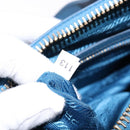 PRADA Shoulder Bag Leather Blue Gold Auth 136806-24