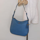 PRADA Shoulder Bag Leather Blue Gold Auth 136806-27
