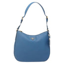 PRADA Shoulder Bag Leather Blue Gold Auth 136806-2