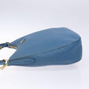 PRADA Shoulder Bag Leather Blue Gold Auth 136806-5