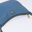 PRADA Shoulder Bag Leather Blue Gold Auth 136806-6