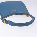 PRADA Shoulder Bag Leather Blue Gold Auth 136806-7