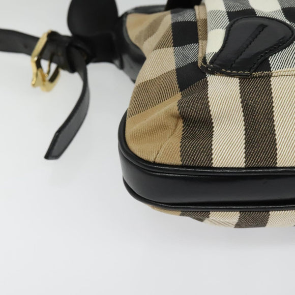 BURBERRY Nova Check Shoulder Bag Canvas Beige Gold Auth 136809