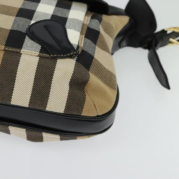 BURBERRY Nova Check Shoulder Bag Canvas Beige Gold Auth 136809