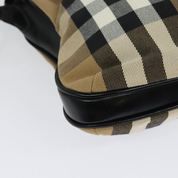 BURBERRY Nova Check Shoulder Bag Canvas Beige Gold Auth 136809