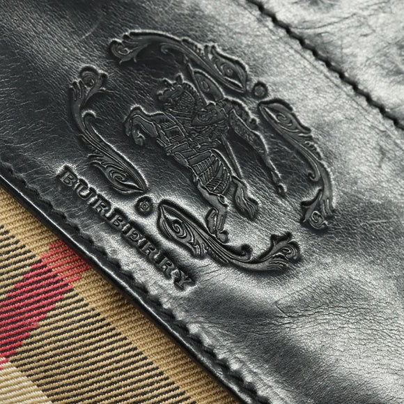 BURBERRY Nova Check Shoulder Bag Canvas Beige Gold Auth 136809