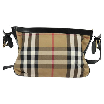 BURBERRY Nova Check Shoulder Bag Canvas Beige Gold Auth 136809 - 0