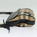 BURBERRY Nova Check Shoulder Bag Canvas Beige Gold Auth 136809-3
