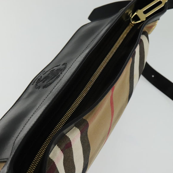 BURBERRY Nova Check Shoulder Bag Canvas Beige Gold Auth 136809