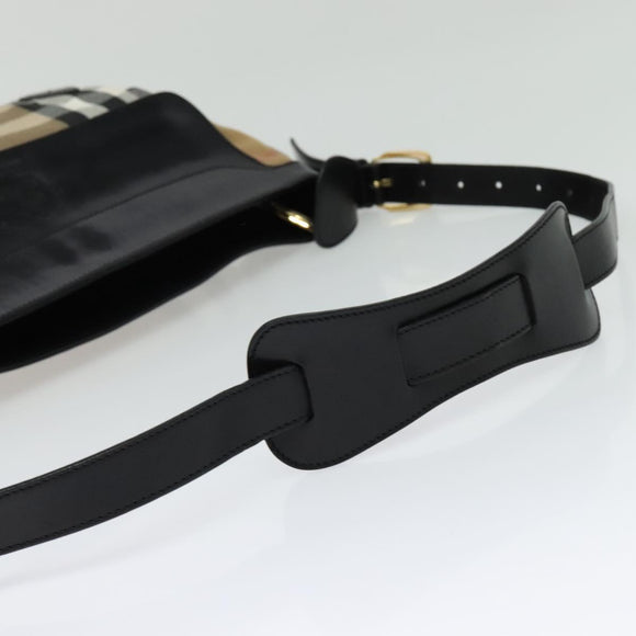 BURBERRY Nova Check Shoulder Bag Canvas Beige Gold Auth 136809