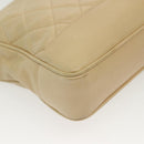 CHANEL Matelasse Chain Shoulder Bag Lamb Skin Beige Gold CC Auth 136815-9