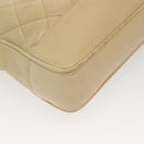 CHANEL Matelasse Chain Shoulder Bag Lamb Skin Beige Gold CC Auth 136815-16