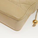 CHANEL Matelasse Chain Shoulder Bag Lamb Skin Beige Gold CC Auth 136815-17
