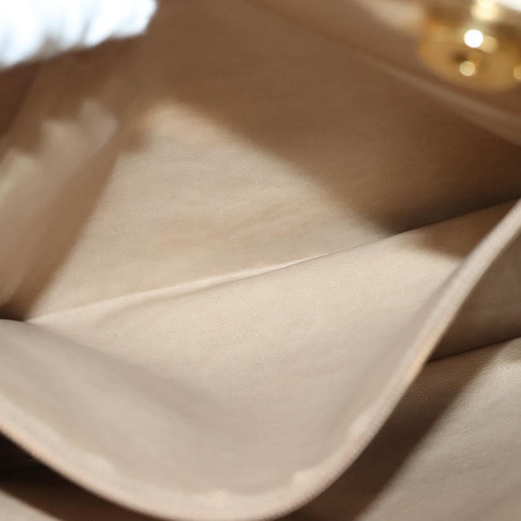 CHANEL Matelasse Chain Shoulder Bag Lamb Skin Beige Gold CC Auth 136815