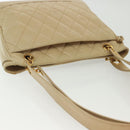 CHANEL Matelasse Chain Shoulder Bag Lamb Skin Beige Gold CC Auth 136815-7