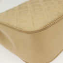 CHANEL Chain Shoulder Bag Lamb Skin Beige Gold CC Auth 136820-16