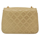 CHANEL Chain Shoulder Bag Lamb Skin Beige Gold CC Auth 136820-2