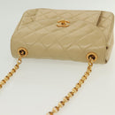 CHANEL Chain Shoulder Bag Lamb Skin Beige Gold CC Auth 136820-6