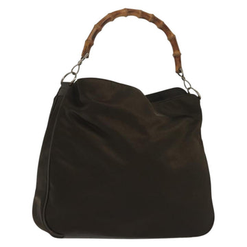 GUCCI Bamboo Shoulder Bag Nylon Green Silver 001 1998 1577 Auth 136842