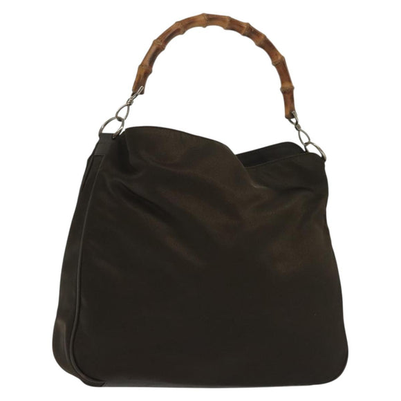 GUCCI Bamboo Shoulder Bag Nylon Green Silver 001 1998 1577 Auth 136842