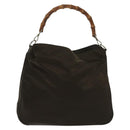 GUCCI Bamboo Shoulder Bag Nylon Green Silver 001 1998 1577 Auth 136842-2