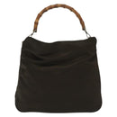 GUCCI Bamboo Shoulder Bag Nylon Green Silver 001 1998 1577 Auth 136842-3