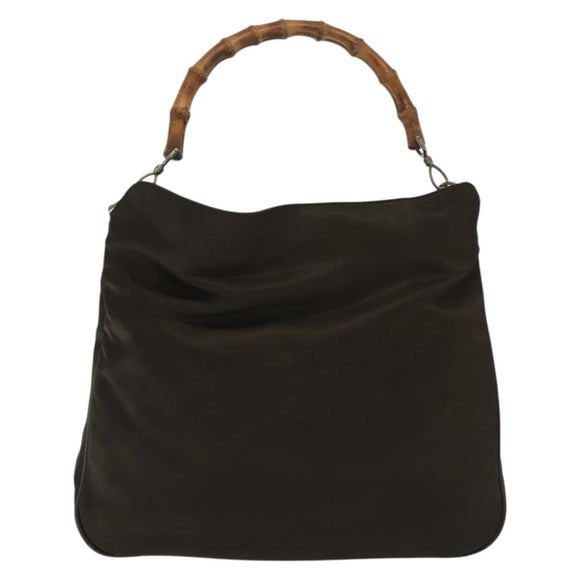 GUCCI Bamboo Shoulder Bag Nylon Green Silver 001 1998 1577 Auth 136842