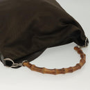GUCCI Bamboo Shoulder Bag Nylon Green Silver 001 1998 1577 Auth 136842-6