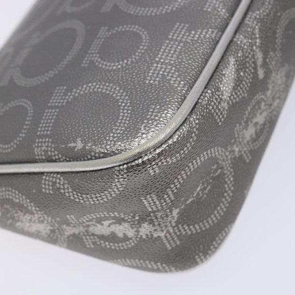 Salvatore Ferragamo Gancini Shoulder Bag Leather Silver Auth 136843