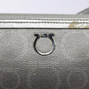 Salvatore Ferragamo Gancini Shoulder Bag Leather Silver Auth 136843-18