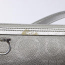 Salvatore Ferragamo Gancini Shoulder Bag Leather Silver Auth 136843-9