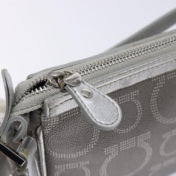 Salvatore Ferragamo Gancini Shoulder Bag Leather Silver Auth 136843