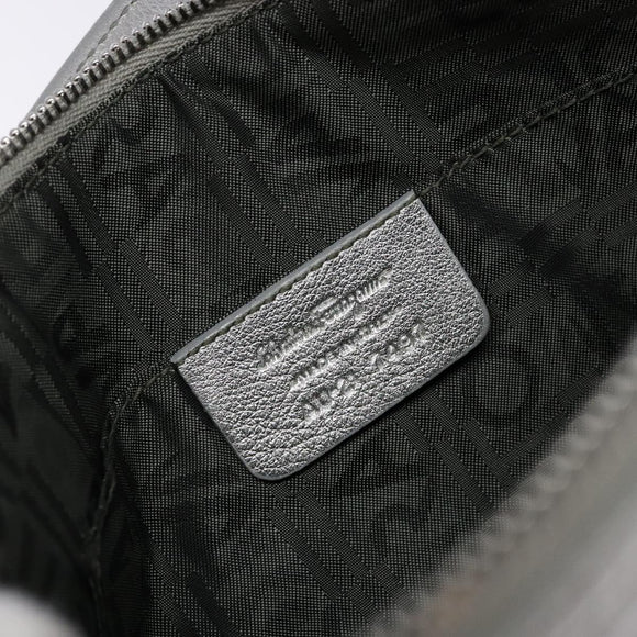 Salvatore Ferragamo Gancini Shoulder Bag Leather Silver Auth 136843