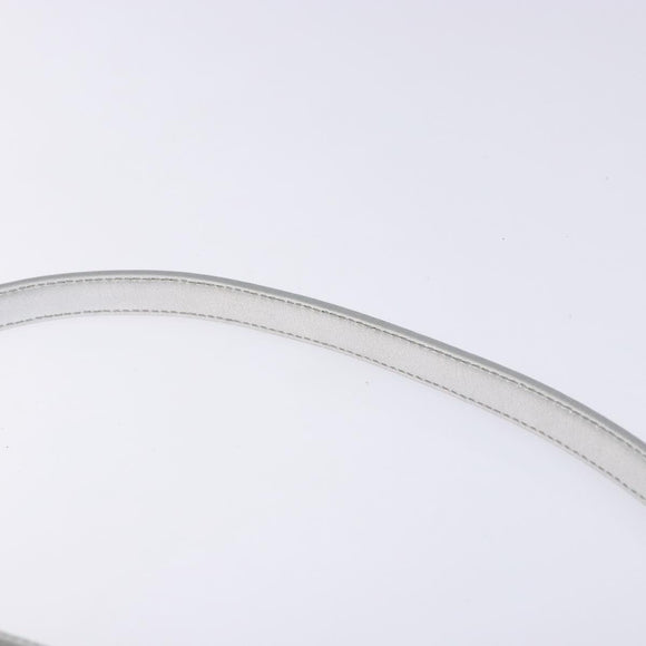 Salvatore Ferragamo Gancini Shoulder Bag Leather Silver Auth 136843