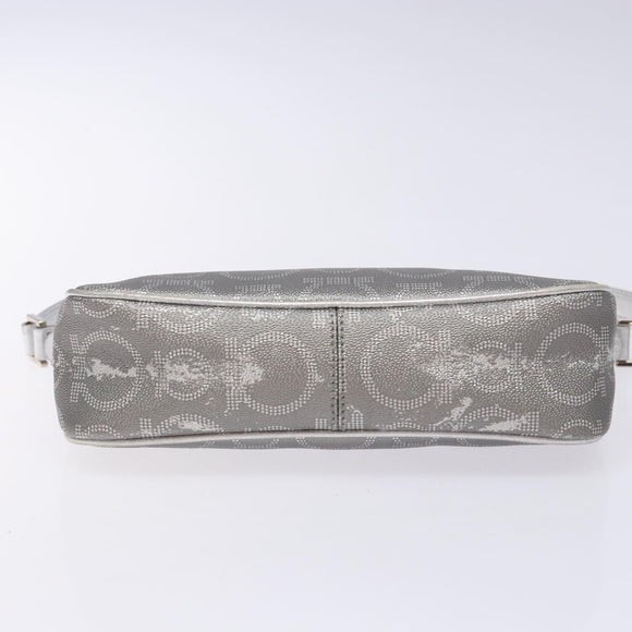 Salvatore Ferragamo Gancini Shoulder Bag Leather Silver Auth 136843