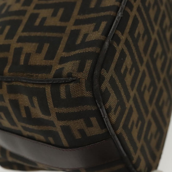 FENDI Zucca Canvas Hand Bag Black Brown Silver Auth 136848