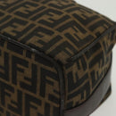 FENDI Zucca Canvas Hand Bag Black Brown Silver Auth 136848-15