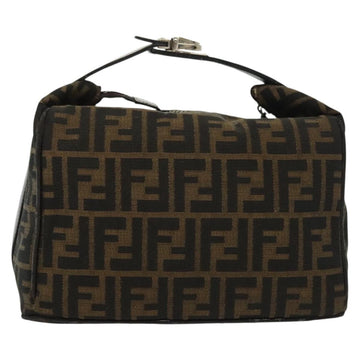 FENDI Zucca Canvas Hand Bag Black Brown Silver Auth 136848 - 0