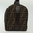 FENDI Zucca Canvas Hand Bag Black Brown Silver Auth 136848-3