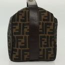 FENDI Zucca Canvas Hand Bag Black Brown Silver Auth 136848-4