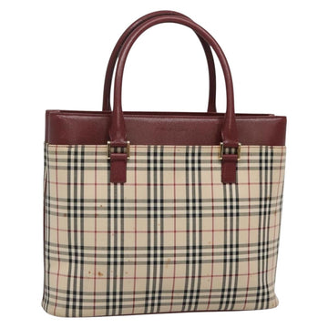 BURBERRY Nova Check Tote Bag Canvas Beige Gold Auth 136853