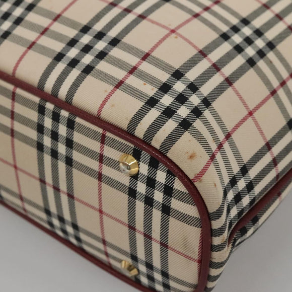 BURBERRY Nova Check Tote Bag Canvas Beige Gold Auth 136853