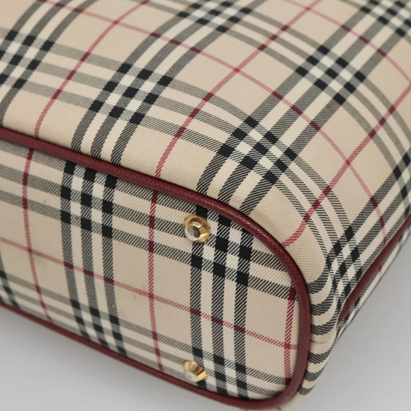 BURBERRY Nova Check Tote Bag Canvas Beige Gold Auth 136853