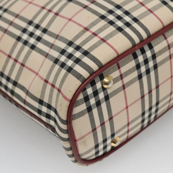 BURBERRY Nova Check Tote Bag Canvas Beige Gold Auth 136853