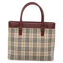 BURBERRY Nova Check Tote Bag Canvas Beige Gold Auth 136853-13
